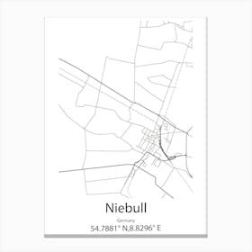 Niebull,Germany Minimalist Map Canvas Print