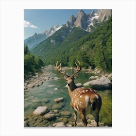 Deer In The Mountains Canvas Print