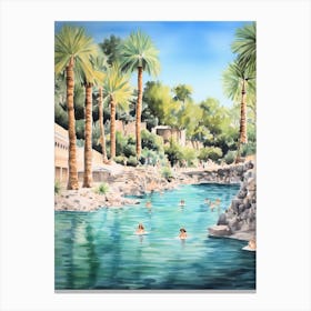 Swimming In Mallorca Spain 2 Watercolour Canvas Print