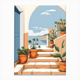 Potted Plants On Steps Canvas Print