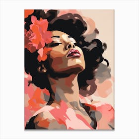 Afro-American Woman With Flowers Canvas Print