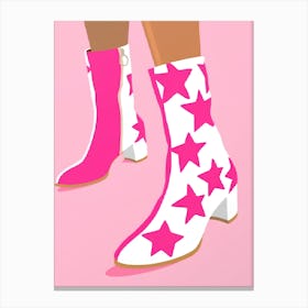 Pink Star Boots Canvas Print