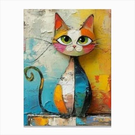 Colorful Cat Painting Canvas Print