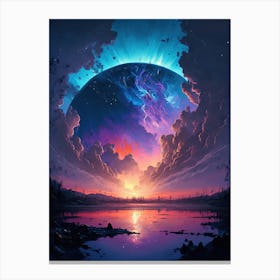 Planet in Space - Blue and purple Canvas Print