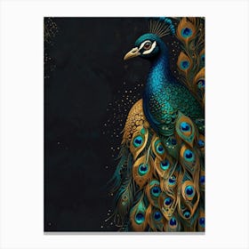 Peacock On A Black Background Leinwandbilder