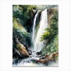 Mclean Falls, New Zealand Water Colour  (2) Canvas Print