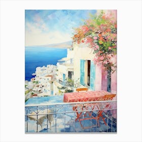 Cliffside Charm: Coastal Terrace View Art Canvas Print