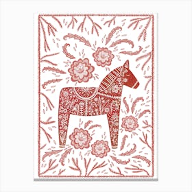 Swedish Dala Horse Red Canvas Print