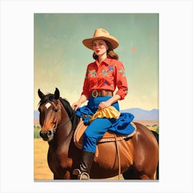 Cowgirl On Horseback Canvas Print