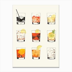 Watercolour Collection Of Old Fashioned Floral Infusion Cocktail Canvas Print
