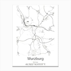 Wurzburg,Germany Minimalist Map Stampe su tela