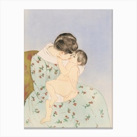 Mother’s Kiss Illustration, Mary Cassatt Canvas Print