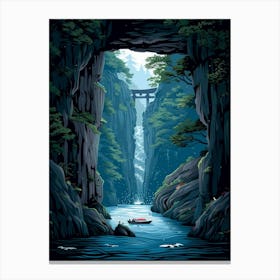 Waterfall In A Cave Canvas Print