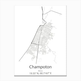 Champoton,Mexico Minimalist Map Canvas Print