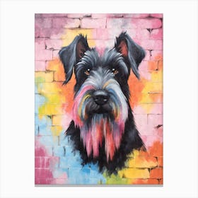 Aesthetic Miniature Schnauzer Dog Puppy Brick Wall Graffiti Artwork Canvas Print