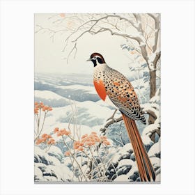 Winter Bird Painting Pheasant 6 Canvas Print