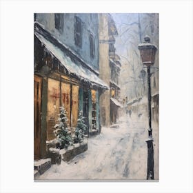 Vintage Winter Painting Chamonix France Canvas Print