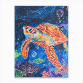 Sea Turtle Crayon Ocean Doodle 2 Canvas Print
