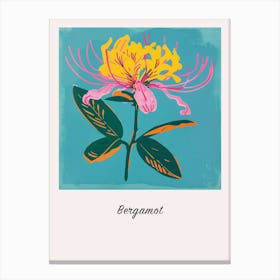 Bergamot 2 Square Flower Illustration Poster Canvas Print