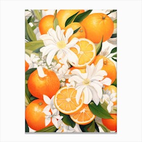 Oranges And Flowers 4 Canvas Print