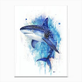 Watercolor Painting Of A Whale Shark Swimming In The Ocean Canvas Print