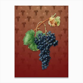 Vintage Grape Spanna Botanical on Falu Red Pattern Canvas Print