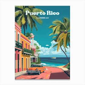 Puerto Rico Caribbean Summer Travel Art Illustration Canvas Print