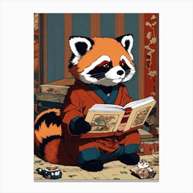 Red Panda Reading A Book Canvas Print