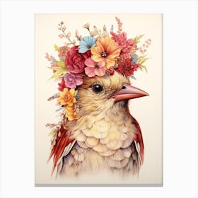 Bird With A Flower Crown Sparrow 3 Canvas Print