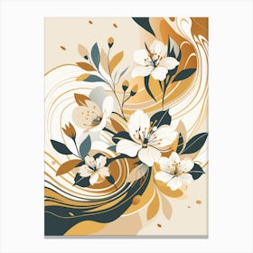 Abstract Floral Gold Blossoms Canvas Print