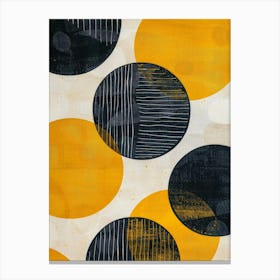 Yellow And Black Circles Canvas Print