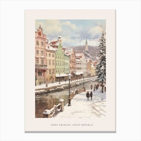 Vintage Winter Poster Cesky Krumloy Czech Republic 6 Canvas Print