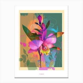 Freesia 2 Neon Flower Collage Poster Canvas Print