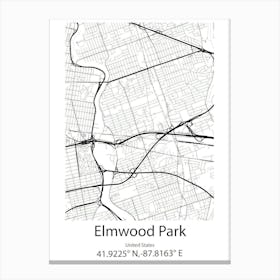 Elmwood Park,United States Minimalist Map 1 Canvas Print