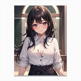 Anime Girl With Black Hair Canvas Print