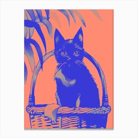 Kitty Cat In A Basket Orange 2 Canvas Print