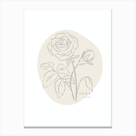 June Rose  Birth Flower | Neutral Florals Canvas Print