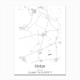 Uetze,Germany Minimalist Map Canvas Print