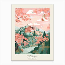 The Parthenon   Nashville, Usa   Cute Botanical Illustration Travel 1 Poster Canvas Print