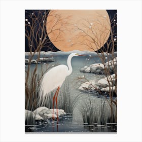 Winter Bird Painting Egret 4 Canvas Print