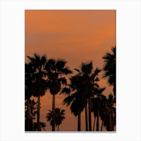 Venice Beach Orange Sunset California Palms Canvas Print