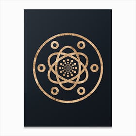Abstract Geometric Gold Glyph on Dark Teal n.0066 Canvas Print
