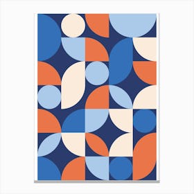 Mid Century Modern Abstract 26 Apricot, Blue Canvas Print