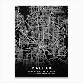 Dallas Texas USA Black Map Canvas Print