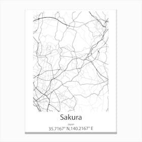 Sakura,Japan Minimalist Map Canvas Print