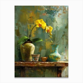 Orchids On A Shelf 1 Canvas Print