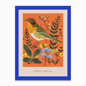 Spring Birds Poster Hermit Thrush 2 Canvas Print