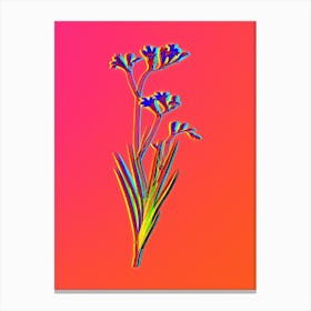 Neon Freesia Botanical in Hot Pink and Electric Blue n.0344 Canvas Print