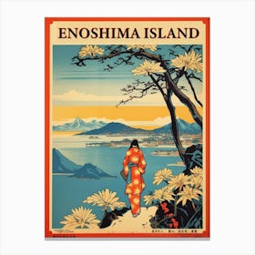 Enoshima Island, Japan Vintage Travel Art 4 Poster Canvas Print