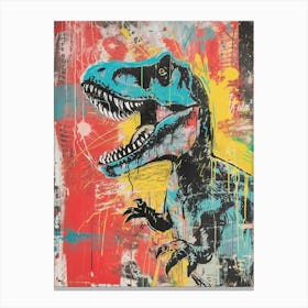T Rex Dinosaur Chalk Style 2 Canvas Print